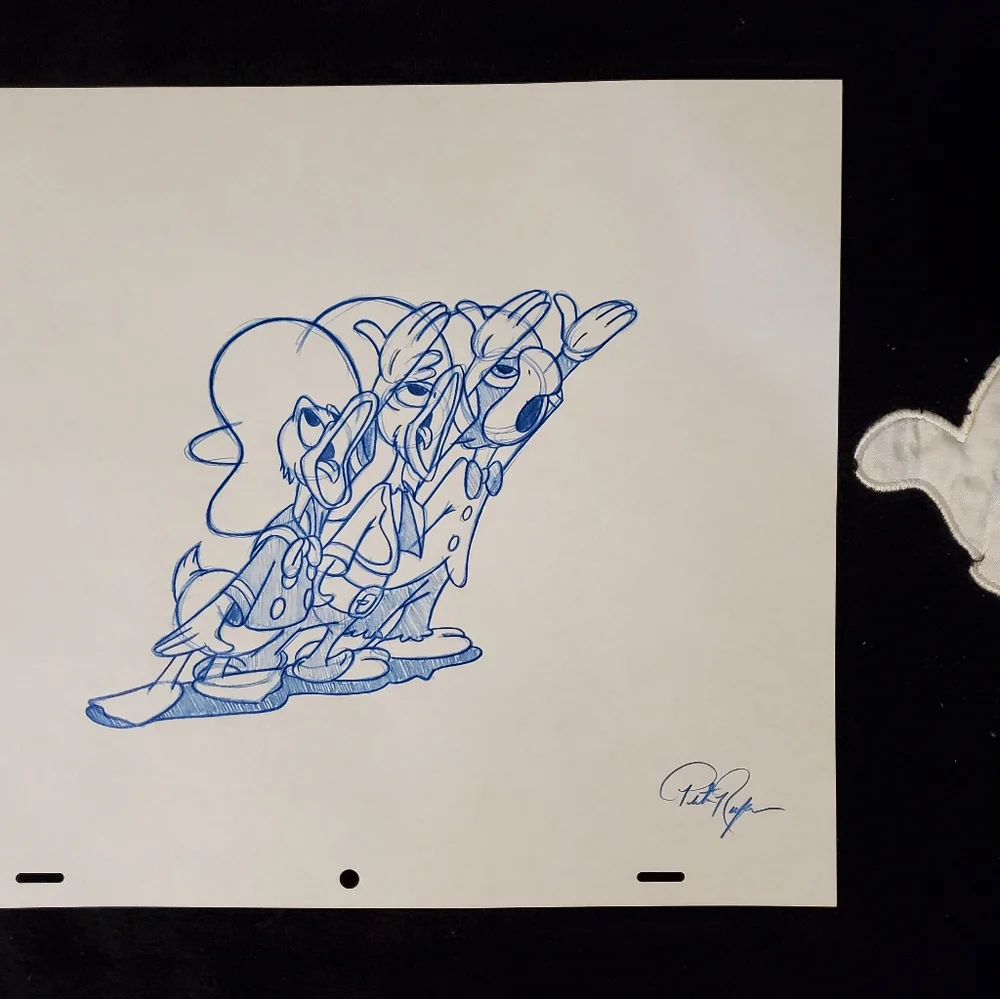 Disney Three Caballeros Donald Jose Panchito Drawing/Sketch animation signed Art - Picture 4 of 4